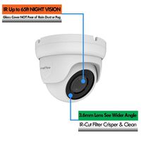 Analog Surveillance CCTV Security Camera 1080P Indoor Outdoor Waterproof Day Night Vision 2M 4-in-1 Full HD 65Ft IR Distance IR-Cut (Dome, White)