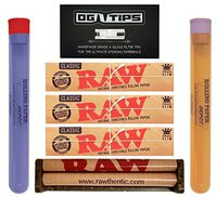 Bundle - 7 Items - OG Glass Tip with 3 Pack RAW King Size Slim, 1010mm Roller and"RPD" KewlTubes