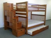 Bedz King Full Over Full Stairway Bunk Bed with Twin Trundle, Espresso