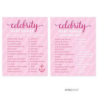 Andaz Press Pink Girl Nautical Baby Shower Collection, Games, Activities, Decorations, Celebrity Name Game Cards, 20-Pack