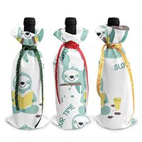 Chritmas Wine Bottle Covers Sloth Cartoon Cute Chritmas Wrap Home Party Decoration, Champagne Bottle Bags-Dinner, Party Table DÃcor, X-Mas Gift, Set of 3
