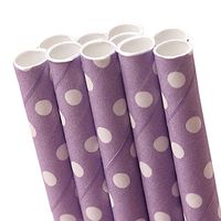 10 ct. Lavender Polka Dot Paper Straw | Quantity: 10 | Length - 7 3/4" | Diameter - 1/4"