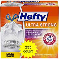 Hefty Ultra Strong Tall Kitchen Trash Bags - Lavender Sweet Vanilla, 13 Gallon, 255 Count (255 Count total, Lavender & Sweet Vanilla)