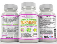 Shape Organics TURMERIC CURCUMIN 180CT 2100mg 95% Pure Extract w BioPerine, DR Recommended Anti inflammatory Stress Relief of Joint Pain Inflammation Diet Immune System Liver Detox Booster Veg Capsule