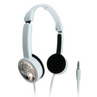 Novelty Travel Portable On-Ear Foldable Headphones Animals - Wolf Gray with Fall Background