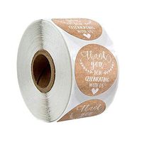 1'' Inch Round Glitter Thank You Sticker Kraft Handmade with Love Stickers / 500 Labels Per Roll(Type 2)