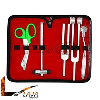 LAJA Imports 6 Piece Diagnostic Kit Medic Student - Reflex Hammer and Tuning Fork Set C 128 and C 512. Includes A Wartenberg Pinwheel and A Premium Green Steel Bandage Scissor 5.5”