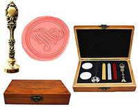 MNYR Fancy Filigree Heart Decorative Luxury Wood Box Bronze Metal Peacock Wedding Invitations Gift Cards Paper Stationary Envelope Seals Custom Wax Seal Sealing Stamp Stick Melting Spoon Wood Gift Kit