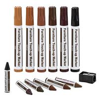 Furniture Repair Kit Wood Markers - Set of 12 - Markers and Wax Sticks with Sharpener - for Stains, Scratches, Floors, Tables, Desks, Carpenters, Bedposts, Touch-Ups, Cover-Ups, Molding Repair