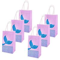 Ancefine 12 Pieces Mermaid Gift Bags Paper Glitter Party Favor Bags Treat Bags for Mermaid Ocean Themed Party Supplies (Sky Blue)