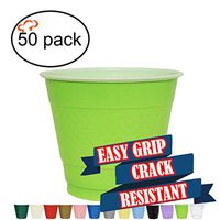 TigerChef 9 Ounce Lime Green 50 Pack Easy Grip Plastic Party Cups Solid Color Disposable 9 Oz Plastic Cups BPA Free