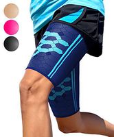 Sparthos Thigh Compression Sleeves (Pair) – Upper Leg Sleeves for Men and Women Support for Improved Blood Circulation Quad and Hamstring Recovery Sports Running Tennis Workout Basketball (Blue-M)