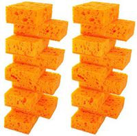 Okleen Orange Multi Use Scrub Sponge. Made in Europe. 18 Pack, 4.3x2.8x1.4 inches. Odorless Heavy Duty and Non Scratch Fiber. Durable and Delicate Scrubber for Oven and Stove, Bathroom and Basement