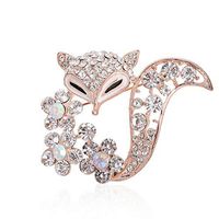 3D Animal Pearl Rhinestone Crystal Vintage Enamel Brooch Pin Brooches Fox Owl Daily Fashion Jewelry Girls Jewerly Cheap Women Styling | StyleID - 12@Fox