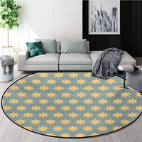 Modern Modern Machine Washable Round Bath Mat,The Starry Night Pattern in Conceptual Artwork Style with Retro Details Print Non-Slip Living Room Soft Floor Mat,Diameter-24 Inch