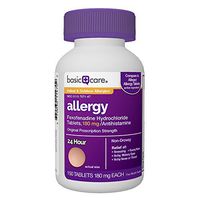 Amazon Basic Care Aller-Ease, Fexofenadine Hydrochloride Tablets, 180 mg, Antihistamine for Allergy Relief, Non-Drowsy, 150 Count