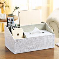 T-ZJHC Multi-Function Tissue Box Desktop Living Room Coffee Table Storage Box Remote Control, White