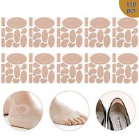 Moleskin Tape Flannel Adhesive Pads Anti-wear Heel Pads Heel Stickers Blister Dressing Prevention Pads for Feet Fabric Padding 110Pieces 11 Shapes 10Sets