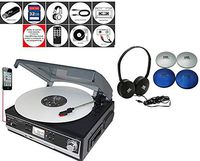 Boytone Bundle BT-16DJB-C 3-Speed Stereo Turntable with 2 Built in Speakers and Headphones
