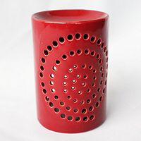 Better-way Glossy Colorized Ceramic Essential Oil Warmer Tealight Oil Burner Tea Light Holder Wax Warmer for Meditation Home Office Mantel Spa Yoga Room Decor (Red, 5 inch)