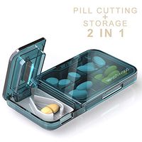 Diamerd Pill Cutter Splitter Crusher for Small or Large Pills Including Four Grid Pill Organizer for Tablet Vitamin and Big Medicine (Sea Blue)