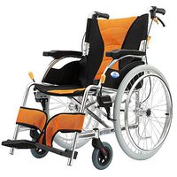 HAMIMI Orange Wheelchair Travel Chair Thick Aluminum Alloy Elderly Disabled Unicycle Wheelchair Comfortable Light Transport Folding Portable Mobility Wheelchai
