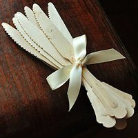 Wooden Knives for Party Utensils. Eco Friendly Wedding Utensils. Baroque Style Wooden Cutlery.