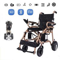 YOLANDEK Folding Electric Wheelchair Lightweight Intelligent Blue-Tooth Radio - Ultra Portable Foldable Power Motorized Scooter Chair Powerful Motor - Weighs only 39 lbs