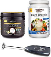 Nutiva Keto Bundle with Organic Plant Protein, MCT Powder, and Blender Wand (Vanilla)