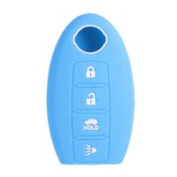 XUHANG Sillicone key fob Skin key Cover Remote Case Protector Shell for Nissan Teana Murano Maxima Pathfinder Rogue Versa 370Z Sentra Altima Smart Remote 4 button Light Blue