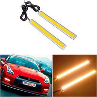CHAMPLED 2X Car COB LED Daytime Running Driving Light Strip Lamp DRL Daylight 14cm Color Yellow Amber for BMW M Benz Audi VW Volkswagen Volvo Jaguar