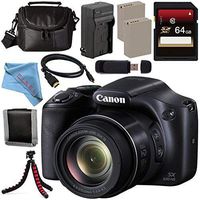 Canon PowerShot SX530 HS Digital Camera (Renewed) 9779B001 + NB-6L Lithium Ion Battery + External Rapid Charger + 64GB SDXC Card + Mini HDMI Cable + Fibercloth + Flexible Tripod Bundle