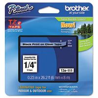 Toner Spot Remanufactured P Touch Label Tape Replacement for Brother TZe-111 (TZ111) - 1/4" x 26' Black on Clear