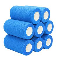 COMOmed Coban Cohesive Bandage Latex FDA Approved 4"x 4.5m First Aid Bandages Stretch Sport Wrap Athletic Tape Wrist Bandages,Blue(8 Rolls)