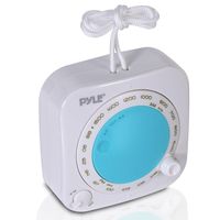 Shower Radio Waterproof Portable Speakers - Portable Shower Bath Accessories - Water Resistant Mini AM/FM Radio with Hanging Strap - Rotary Volume Control & Manual Tuner - Pyle PSR71