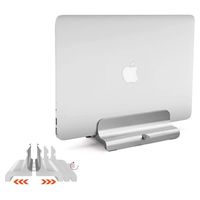 Vertical Laptop Stand, LOCA Aluminium Desktop Stand for Apple MacBook, notebooks (Adjustable-Silver)