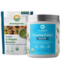 Amazing Grass Glow Collagen Booster Bundle - Vegan Protein Powder Vanilla Honeysuckle & Organic Collagen Booster