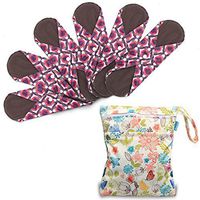 Teamoy Bamboo Charcoal Sanitary Pads(11.6 Inches), 6Pcs Cloth Menstrual Napkins Pads with Wet Bag, Feminine Menstrual Pads Fit for Heavy Flow or Overnight Use, Blocks