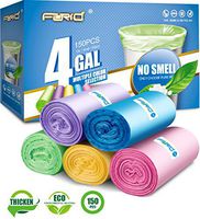 Small Trash Bags, FORID 4 Gallon Garbage Bags Thin Material Small Size 15-liters for Office, Home Waste Bin, 150 Counts 5 Color