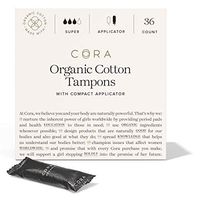 Cora Organic Cotton Tampons with BPA-Free Plastic Compact Applicator - Chlorine & Toxin Free - Super (36 Count)