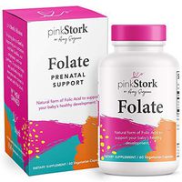 Pink Stork Folate: Quatrefolic Acid + Methyl Folate - MTHFR Acid, Recommended Before and During Pregnancy, Women-Owned, 60 Capsules