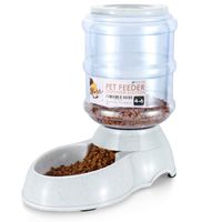 Flexzion Food Dispenser Station, Self Replenish Pet Feeder Automatic Gravity Fed Dry Food Storage Container Bowl with Antimicrobial Microban Plastic, Skidproof Rubber Feet for Dog Cat Animal (4-6 lb)