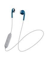 JVC Wireless Blue and Grey Bluetooth Sweat and Splash Proof Retro Earbuds with Microphone and 3 Button Remote HAF19BTAH