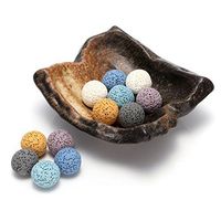 Top Plaza Lava Rock Gemstone Aromatherapy Essential Oil Diffuser Set - Irregular Shape Ceramic Incense Burner/Ware/Holder/Bowl With 12Pcs Lava Stone Balls