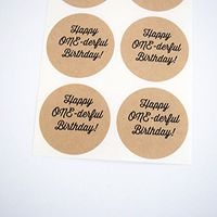 One-Derful Birthday Stickers, Baby's First Birthday Round Seals, Labels and Cupcake Toppers, by Once Upon Supplies, 1.5 Inches, 30 Stickers