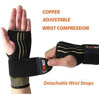 NeoAlly Copper Compression Wrist Sleeve for Carpal Tunnel Gloves Updated Comfortable Thumbhole Adjustable Strap for Wrist Support Arthritis, Tendonitis, Bursitis and Wrist Sprain (Large Pair)