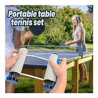Retractable Table Tennis Net and Post Adjustable Replacement Ping Pong Net Anywhere Ping Pong Equipment to-Go Includes Retractable Net Post (Gray)