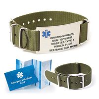 NATO Medical ID Bracelet. Includes up to 18 Lines of Custom Engraving. Choose Your Color! (Olive)