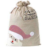 JUNYAO Christmas Bag Santa Sack Canvas Bag for Gifts Santa Sack with Drawstring Christmas Bag Large Size 27.5"x19.5" (Santa Claus)