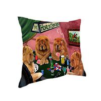 Home of 4 Chow Chow Dogs Playing Poker Pillow (18x18)